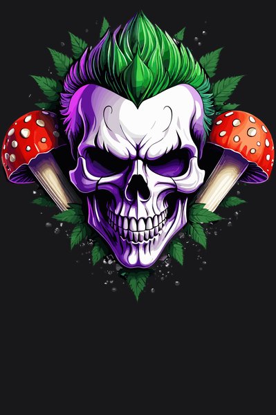 Joker Clown Prince Skull - Psychedelic Art Screen Print T-Shirt & Hoodie