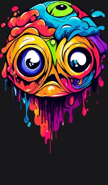 Drippy Multi-Eye Blob Monster - Psychedelic Art Screen Print T-Shirt & Hoodie