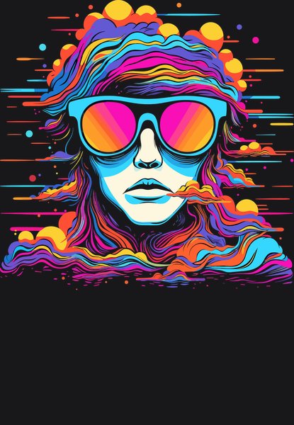 Retro Synthwave Sunset Girl - Psychedelic Art Screen Print T-Shirt & Hoodie