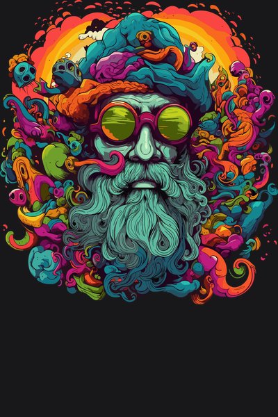 Ancient Forest Foliage Elder - Psychedelic Art Screen Print T-Shirt & Hoodie