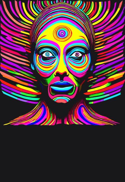 Hypnotic Chakra Astral Face - Psychedelic Art Screen Print T-Shirt & Hoodie