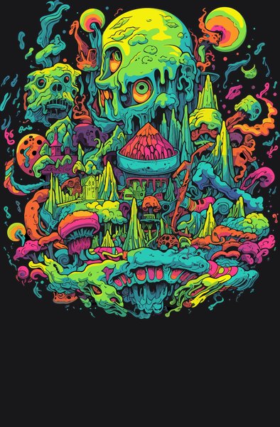 Acid Slime Spore Abomination - Psychedelic Art Screen Print T-Shirt & Hoodie