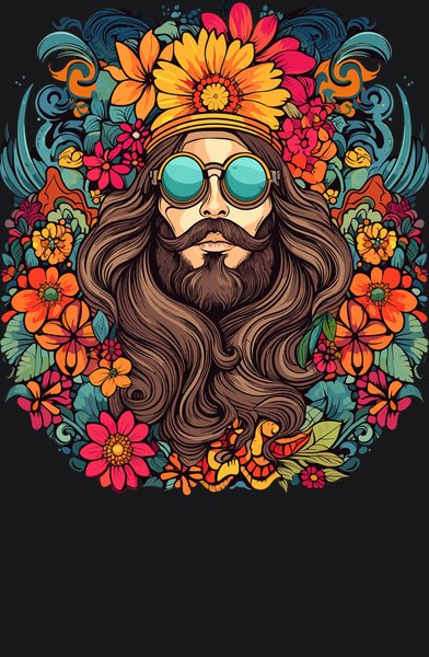 Woodland 70s Hippie Pioneer - Psychedelic Art Screen Print T-Shirt & Hoodie