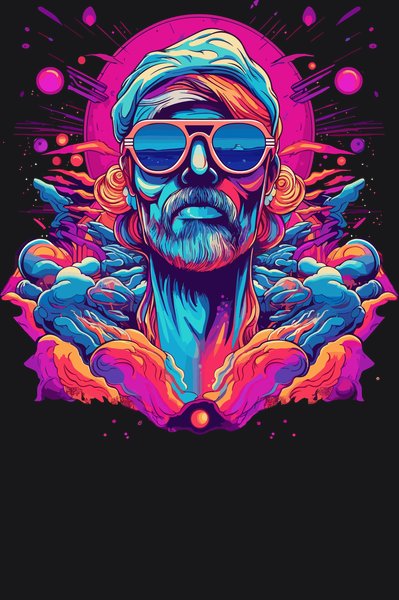Cyberpunk Neon Nomad - Psychedelic Art Screen Print T-Shirt & Hoodie