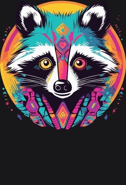 Mandala Bandit Raccoon - Psychedelic Art Screen Print T-Shirt & Hoodie