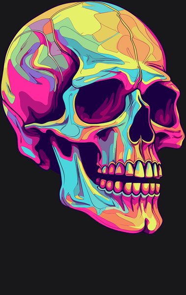 Prismatic Chromatic Skull - Psychedelic Art Screen Print T-Shirt & Hoodie