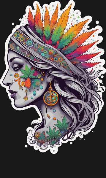 Bohemian Feather Shaman Queen - Psychedelic Art Screen Print T-Shirt & Hoodie