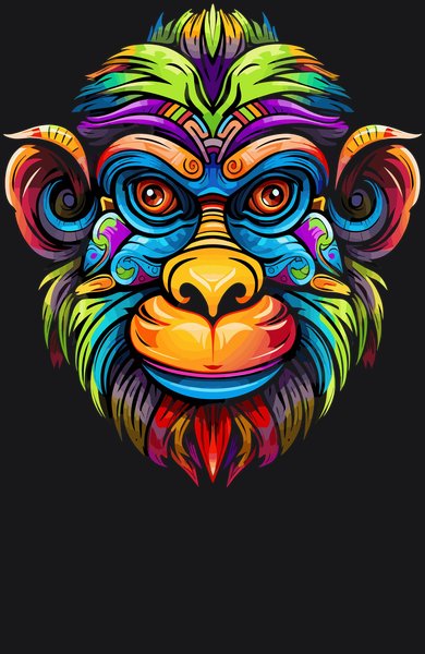 Vibrant Colorful Chimpanzee - Psychedelic Art Screen Print T-Shirt & Hoodie