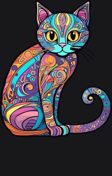 Paisley Egyptian Bastet Cat - Psychedelic Art Screen Print T-Shirt & Hoodie