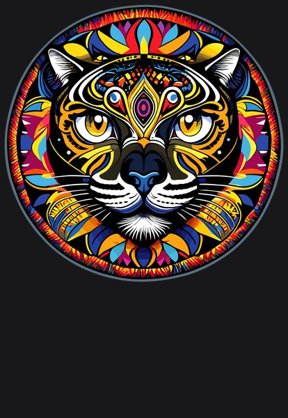 Golden Mandala Jaguar Totem - Psychedelic Art Screen Print T-Shirt & Hoodie