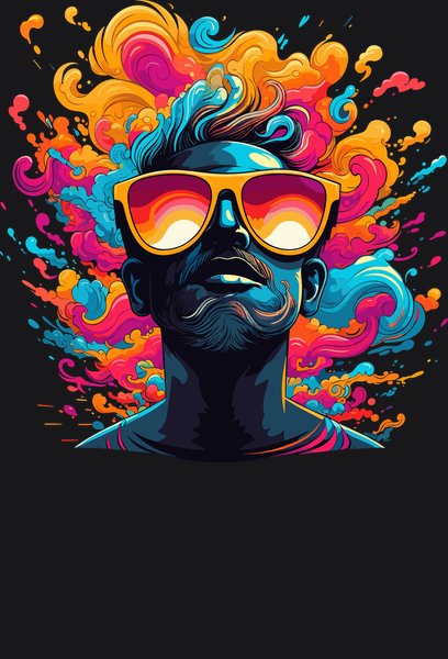 Sunset Shades Neon Wanderer - Psychedelic Art Screen Print T-Shirt & Hoodie