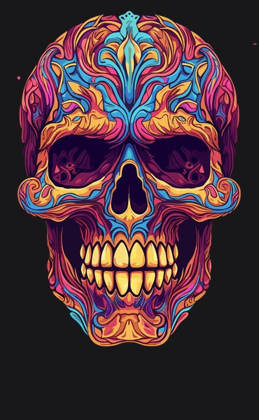 Intricate Henna Mandala Skull - Psychedelic Art Screen Print T-Shirt & Hoodie