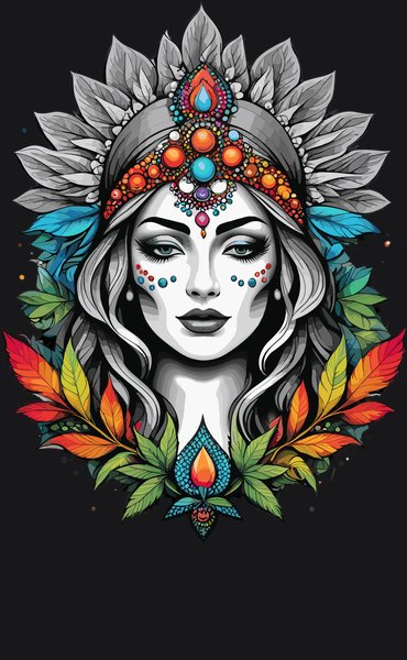 Winter Crown Boho Valkyrie - Psychedelic Art Screen Print T-Shirt & Hoodie