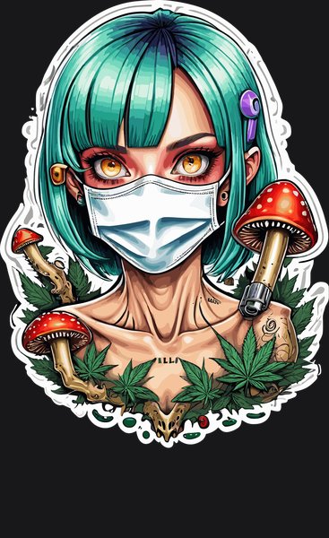 Anime Cyber Mask Shroom Girl - Psychedelic Art Screen Print T-Shirt & Hoodie
