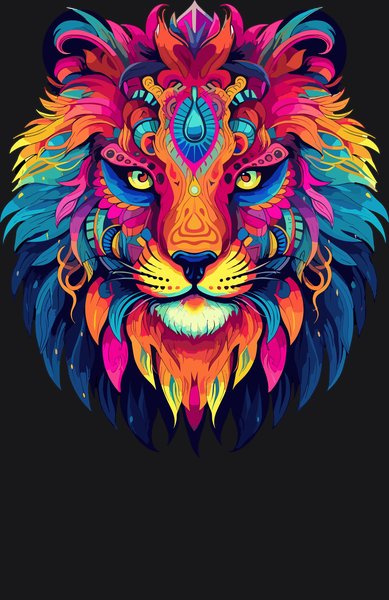 Majestic Sun King Lion Mane - Psychedelic Art Screen Print T-Shirt & Hoodie