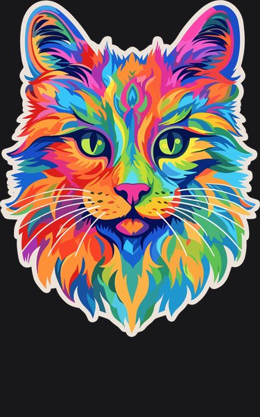 Prismatic Rainbow Tabby Cat - Psychedelic Art Screen Print T-Shirt & Hoodie