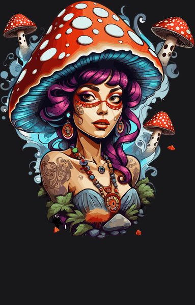 Shroom Hat Forest Witch - Psychedelic Art Screen Print T-Shirt & Hoodie