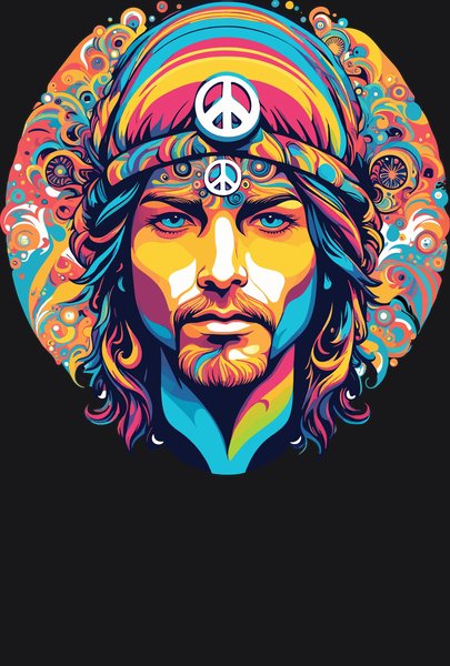 Peace Sign Woodstock Messiah - Psychedelic Art Screen Print T-Shirt & Hoodie