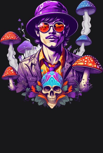 Astral Fedora Shroom Detective - Psychedelic Art Screen Print T-Shirt & Hoodie