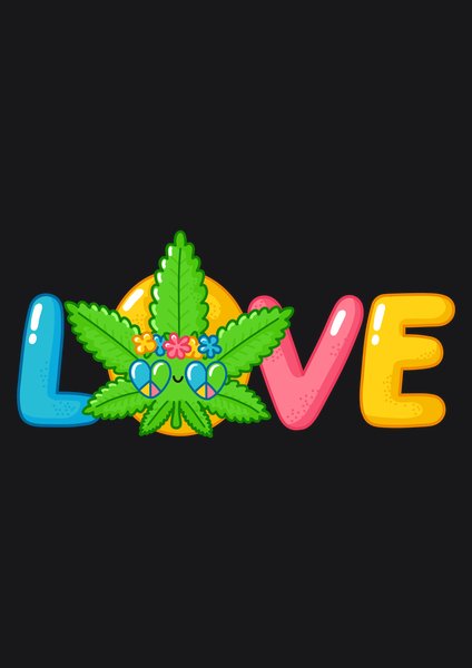 Weed Leaf Love - Quotes & Phrases Screen Print T-Shirt & Hoodie