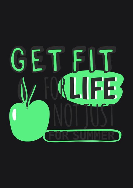 Get Fit For Life - Quotes & Phrases Screen Print T-Shirt & Hoodie