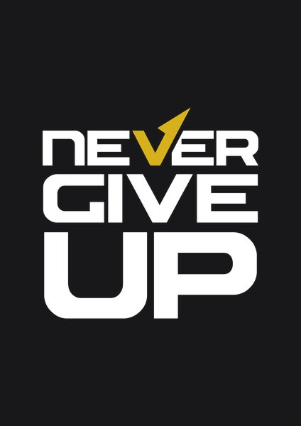 Never Give Up Bold - Quotes & Phrases Screen Print T-Shirt & Hoodie