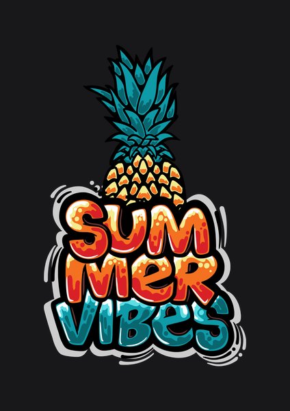 Summer Vibes Pineapple - Quotes & Phrases Screen Print T-Shirt & Hoodie