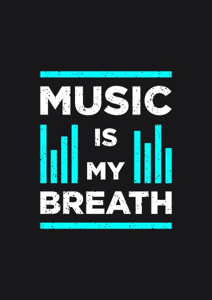 Music Is My Breath - Quotes & Phrases Screen Print T-Shirt & Hoodie