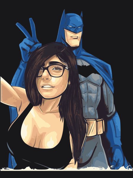 Mia Khalifa & Batman Selfie - Sarcasm & Humor Screen Print T-Shirt & Hoodie