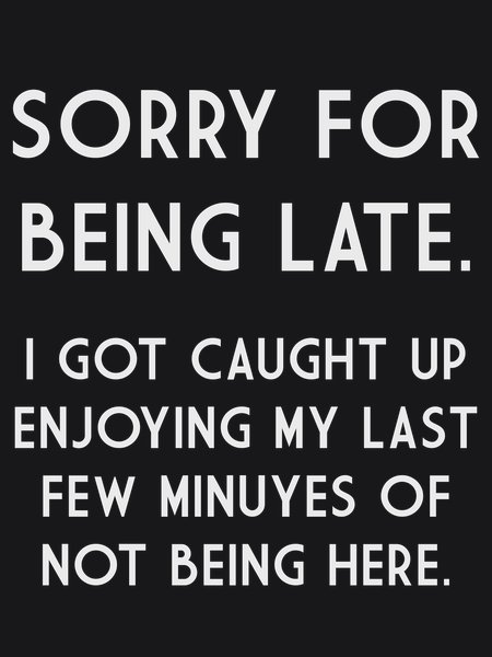 Sorry For Being Late - Sarcasm & Humor Screen Print T-Shirt & Hoodie