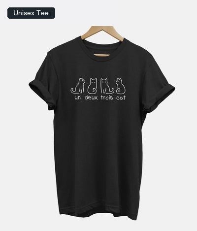 Un Deux Trois Cat Unisex T-Shirt on Hanger